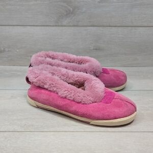 Ugg Australia Women Pink Leather Sheepskin Shoes Slippers Sz 6.5
